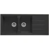 Évier De Synthèse Noir Moucheté TUNIA 2 Bacs 1 égouttoir