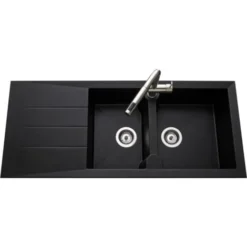Évier De Synthèse Noir Moucheté TUNIA 2 Bacs 1 égouttoir -Promos Gout Cuisine Boutique 16737203 3
