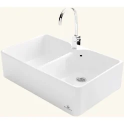 Évier Timbre D'office Céramique Blanc EKIO II 2 Bacs