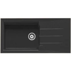 Évier De Synthèse Noir Moucheté TUNIA 1 Grand Bac 1 égouttoir