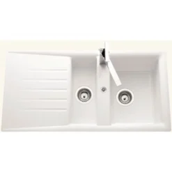 Évier Synthèse Blanc Ewi EMERAUDE 1 Bac 1/2 - 1 égouttoir