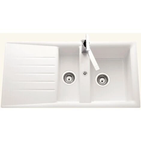 Évier Synthèse Blanc Ewi EMERAUDE 1 Bac 1/2 - 1 égouttoir 1 Évier Synthèse Blanc Ewi EMERAUDE 1 Bac 1/2 - 1 égouttoir