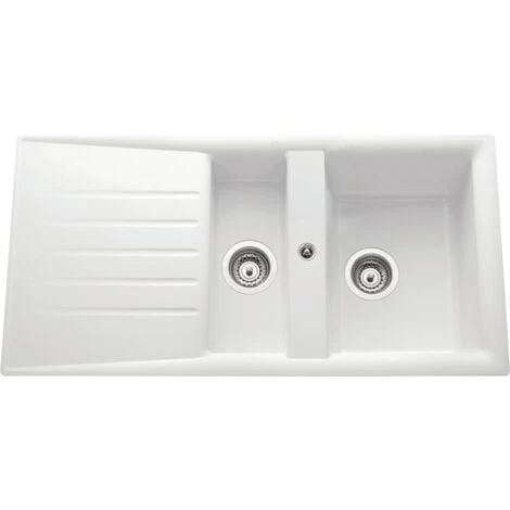 Évier Synthèse Blanc Ewi EMERAUDE 1 Bac 1/2 - 1 égouttoir 3 Évier Synthèse Blanc Ewi EMERAUDE 1 Bac 1/2 - 1 égouttoir – Image 3