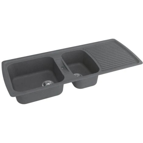 CAREA - Évier à Encastrer VÉNUS 2 Bacs - Gris Béton 2 CAREA - Évier à Encastrer VÉNUS 2 Bacs - Gris Béton – Image 2