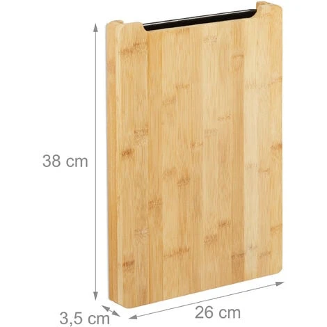 Relaxdays Planche à Découper Bambou, Bac Récupérateur, Tiroir Plastique, Cuisine Moderne, 3,5 X 38 X 26 Cm, Nature 4 Relaxdays Planche à Découper Bambou, Bac Récupérateur, Tiroir Plastique, Cuisine Moderne, 3,5 X 38 X 26 Cm, Nature – Image 4