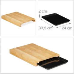 Relaxdays Planche à Découper Bambou, Bac Récupérateur, Tiroir Plastique, Cuisine Moderne, 3,5 X 38 X 26 Cm, Nature 9 Relaxdays Planche à Découper Bambou, Bac Récupérateur, Tiroir Plastique, Cuisine Moderne, 3,5 X 38 X 26 Cm, Nature -Promos Gout Cuisine Boutique 16986812 5