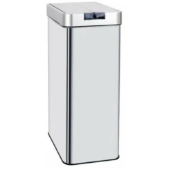 Poubelle De Cuisine Automatique 90L SILVERLAKE En Acier Inox Avec Cerclage Ouverture Papillon Grande Capacité