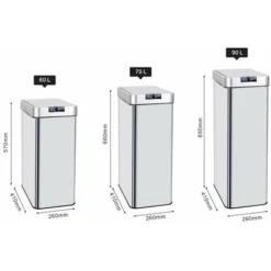 Poubelle De Cuisine Automatique 90L SILVERLAKE En Acier Inox Avec Cerclage Ouverture Papillon Grande Capacité -Promos Gout Cuisine Boutique 17081434 5