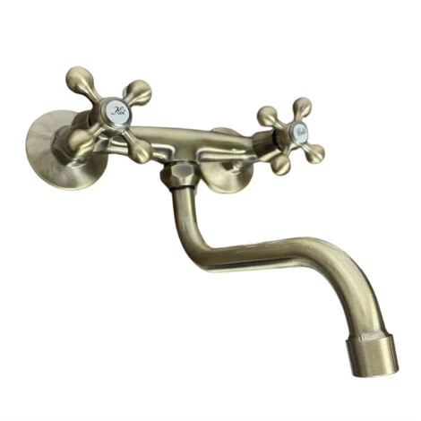 Robinet Mélangeur Cuisine Mural Bronze, Vieux Laiton, Ancienne 2 Robinet Mélangeur Cuisine Mural Bronze, Vieux Laiton, Ancienne – Image 2