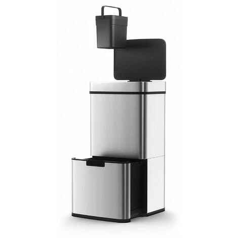 Poubelle De Cuisine Automatique Tri Sélectif Double Compartiment 75l NARVIK En Acier Inox Recyclage Grande Capacité Et Poubelle De Table 3l 1 Poubelle De Cuisine Automatique Tri Sélectif Double Compartiment 75l NARVIK En Acier Inox Recyclage Grande Capacité Et Poubelle De Table 3l