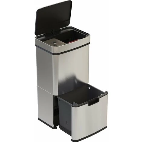 Poubelle De Cuisine Automatique Tri Sélectif Double Compartiment 75l NARVIK En Acier Inox Recyclage Grande Capacité Et Poubelle De Table 3l 2 Poubelle De Cuisine Automatique Tri Sélectif Double Compartiment 75l NARVIK En Acier Inox Recyclage Grande Capacité Et Poubelle De Table 3l – Image 2