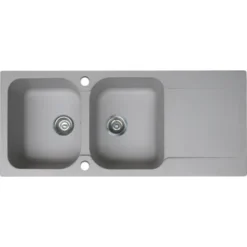 Lisse évier Réversible 2 Cuves 1 égouttoir En Résine Gris
