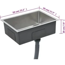 Évier De Cuisine Fait à La Main Acier Inoxydable VidaXL -Promos Gout Cuisine Boutique 18515652 3