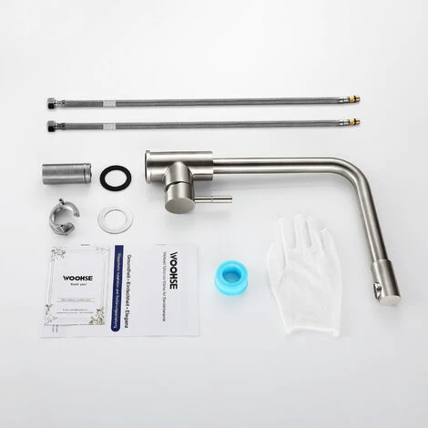 Robinet De Cuisine En Acier Inoxydable Mitigeur Pour Évier De Cuisine Avec Bec Rotatif à 360 ° Robinet Mitigeur Cuisine Chaud Et Froid 5 Robinet De Cuisine En Acier Inoxydable Mitigeur Pour Évier De Cuisine Avec Bec Rotatif à 360 ° Robinet Mitigeur Cuisine Chaud Et Froid – Image 5