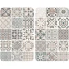 WENKO Protection Plaque De Cuisson, Cache Plaque De Cuisson En Verre Carreaux De Ciment, Lot De 2, Verre Trempé, 30x52 Cm, Multicolore
