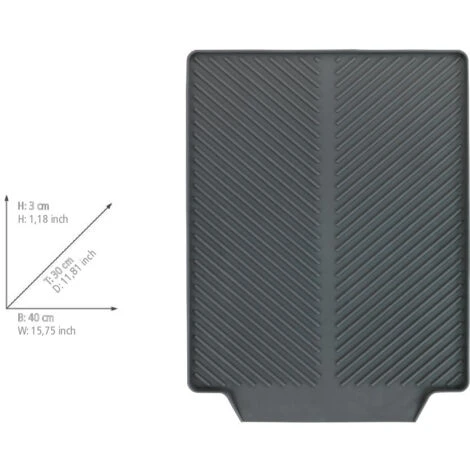 WENKO Tapis égouttoir Vaisselle Linea, Tapis Vaisselle à Poser à Côté De L'évier, Séchage Rapide Et Sans Trace, Avec Rainure Pour L'écoulement De L'eau, Plastique, 40x3x30 Cm, Gris 5 WENKO Tapis égouttoir Vaisselle Linea, Tapis Vaisselle à Poser à Côté De L'évier, Séchage Rapide Et Sans Trace, Avec Rainure Pour L'écoulement De L'eau, Plastique, 40x3x30 Cm, Gris – Image 5