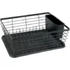 WENKO Égouttoir Vaisselle Noir Drip, Egouttoir Vaisselle Cuisine Noir, Plateau Amovible, Métal - Plastique, 36x15x30,3 Cm, Noir