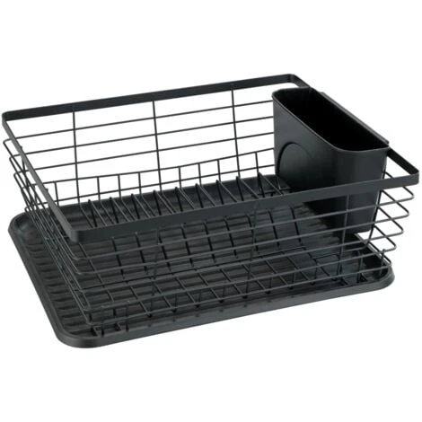 WENKO Égouttoir Vaisselle Noir Drip, Egouttoir Vaisselle Cuisine Noir, Plateau Amovible, Métal - Plastique, 36x15x30,3 Cm, Noir 1 WENKO Égouttoir Vaisselle Noir Drip, Egouttoir Vaisselle Cuisine Noir, Plateau Amovible, Métal - Plastique, 36x15x30,3 Cm, Noir