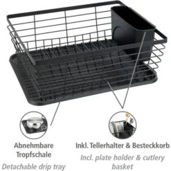 WENKO Égouttoir Vaisselle Noir Drip, Egouttoir Vaisselle Cuisine Noir, Plateau Amovible, Métal - Plastique, 36x15x30,3 Cm, Noir 7 WENKO Égouttoir Vaisselle Noir Drip, Egouttoir Vaisselle Cuisine Noir, Plateau Amovible, Métal - Plastique, 36x15x30,3 Cm, Noir -Promos Gout Cuisine Boutique 18940750 3