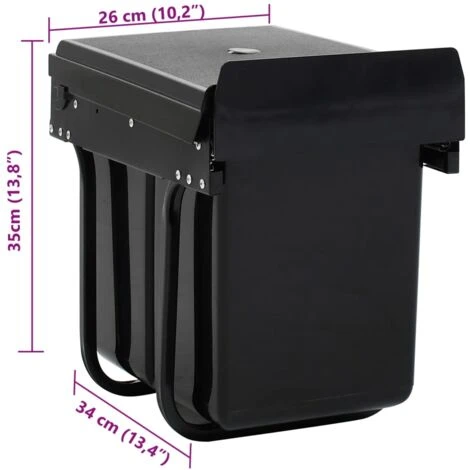 Poubelle Amovible De Cuisine Fermeture En Douceur 20 L VidaXL 3 Poubelle Amovible De Cuisine Fermeture En Douceur 20 L VidaXL – Image 3
