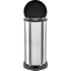 CURVER Decobin - Poubelle Ronde à Pédale, 40L - Fermeture Douce - Aspect Métal - Pour Cuisine, Bureau, Salle De Bain - 29,8 X 34,9 X 69,7 Cm - Gris -Promos Gout Cuisine Boutique 19322928 3