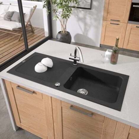 CAREA - Évier à Encastrer BOTIA 1 Bac - Noir 1 CAREA - Évier à Encastrer BOTIA 1 Bac - Noir