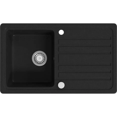 Évier De Cuisine En Granite Avec égouttoir Réversible Noir VidaXL 1 Évier De Cuisine En Granite Avec égouttoir Réversible Noir VidaXL