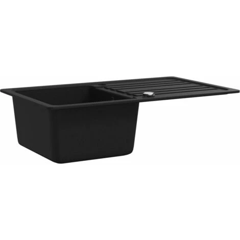 Évier De Cuisine En Granite Avec égouttoir Réversible Noir VidaXL 4 Évier De Cuisine En Granite Avec égouttoir Réversible Noir VidaXL – Image 4