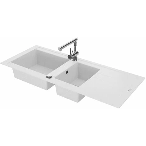 CAREA - Évier à Encastrer ARCOS 2 Bacs - Blanc 2 CAREA - Évier à Encastrer ARCOS 2 Bacs - Blanc – Image 2