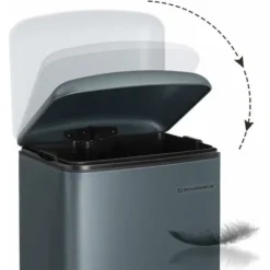 Songmics Poubelle 30 Litres, Avec Pédale En Acier, Seau Intérieur Et Couvercle, Poignée, Fermeture Discrète, Hermétique, Pour Cuisine, Salon, Anthracite LTB01GS -Promos Gout Cuisine Boutique 22846191 4
