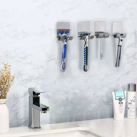 Crochet Adhésif Porte Rasoir Double Crochet Métal Waterproof Support De Rasoir Accroche Serviette Salle De Bain En Acier INOX Pour La Douche Peut Supporter Jusqu'à 1 Kg-4 Pièces LangRay 2 Crochet Adhésif Porte Rasoir Double Crochet Métal Waterproof Support De Rasoir Accroche Serviette Salle De Bain En Acier INOX Pour La Douche Peut Supporter Jusqu'à 1 Kg-4 Pièces LangRay – Image 2