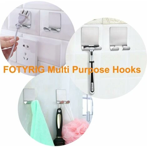 Crochet Adhésif Porte Rasoir Double Crochet Métal Waterproof Support De Rasoir Accroche Serviette Salle De Bain En Acier INOX Pour La Douche Peut Supporter Jusqu'à 1 Kg-4 Pièces LangRay 4 Crochet Adhésif Porte Rasoir Double Crochet Métal Waterproof Support De Rasoir Accroche Serviette Salle De Bain En Acier INOX Pour La Douche Peut Supporter Jusqu'à 1 Kg-4 Pièces LangRay – Image 4