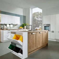 Dmora Poubelle Peu Encombrante Pour Différenciée Avec Quatre Seaux, Couleur Blanche, Dimensions 60 X 92 X 25 Cm, Avec Emballage Renforcé