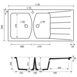 Evier Céramique Blanc EWI LINA 2 Bacs 1 égouttoir -Promos Gout Cuisine Boutique 24040681 3