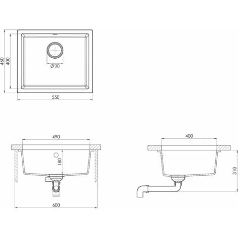 Évier De Cuisine Avec Trou De Trop-plein Noir Granit VidaXL 3 Évier De Cuisine Avec Trou De Trop-plein Noir Granit VidaXL – Image 3