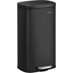 Songmics Poubelle De Cuisine, Poubelle à Pédale De 30L, Seau Interne En Plastique, Couvercle à Charnière, Fermeture Souple, Anti-odeur Et Hygiénique, Noir LTB03BK
