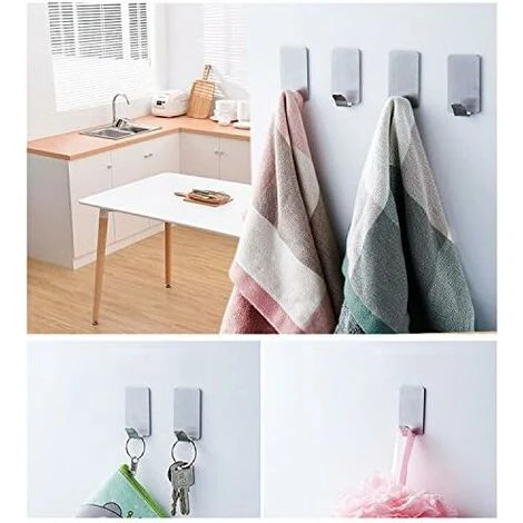 LITZEE Crochets Adhésif Mural,Crochets En Acier Inoxydable 8 Pièces10kg Max,Crochet Pour Serviette Et Peignoir,Crochet Porte Manteau,Crochet Muralpour Salle De Bain Et Cuisine,Imperméable,Antirouille 4 LITZEE Crochets Adhésif Mural,Crochets En Acier Inoxydable 8 Pièces10kg Max,Crochet Pour Serviette Et Peignoir,Crochet Porte Manteau,Crochet Muralpour Salle De Bain Et Cuisine,Imperméable,Antirouille – Image 4