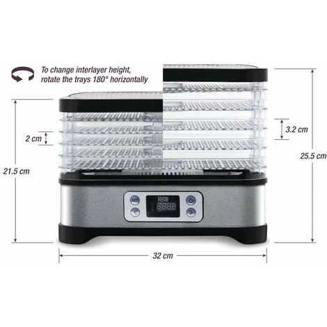 Déshydrateur Alimentaire Température Réglable Sèche Aliments 70° Affichage Digital MANHATTAN Avec Minuterie 72H 250W 3 Déshydrateur Alimentaire Température Réglable Sèche Aliments 70° Affichage Digital MANHATTAN Avec Minuterie 72H 250W – Image 3