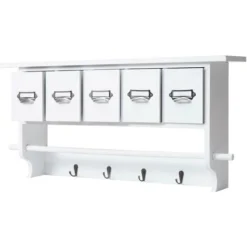 Étagère De Cuisine HHG-355, étagère De Ménage, Vintage Avec 5 Tiroirs, 32x65x13cm Blanc
