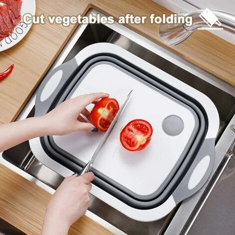 Planche à Découper 3-en-1 évier Pliable Bol Pliable Panier De Rangement Panier De Camping Portable Cuisine Planche égouttoir Bol évier Multifonction Dans La Cuisine Du Camping-car 5 Planche à Découper 3-en-1 évier Pliable Bol Pliable Panier De Rangement Panier De Camping Portable Cuisine Planche égouttoir Bol évier Multifonction Dans La Cuisine Du Camping-car – Image 5