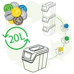 Prosperplast Set 3 Poubelles De Recyclage Avec Capacité De 60 Litres En Anthracite 39x23x33 Cm -Promos Gout Cuisine Boutique 27610087 5