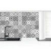 Crédence Adhésive - Mediterranean Tile Pattern Grayscale Dimension HxL: 50cm X 50cm Matériel: Smart