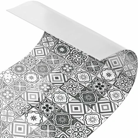 Crédence Adhésive - Mediterranean Tile Pattern Grayscale Dimension HxL: 50cm X 50cm Matériel: Smart 5 Crédence Adhésive - Mediterranean Tile Pattern Grayscale Dimension HxL: 50cm X 50cm Matériel: Smart – Image 5