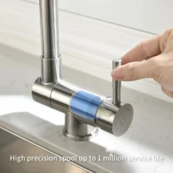 CECIPA Robinet De Cuisine Rabattable 2 Jets Aux Choix, Mitigeur Evier Repliable En Acier Inoxydable Devant Fenêtre, Robinet Évier Pivotant à 360º Brossé Anti-empreinte -Promos Gout Cuisine Boutique 28287976 3