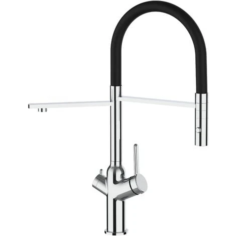 Robinet De Cuisine Mitigeur 3 Voies Chrome Bec Noir Orientable Et Douchette 2 Jets Detachable BOD VIZIO 1 Robinet De Cuisine Mitigeur 3 Voies Chrome Bec Noir Orientable Et Douchette 2 Jets Detachable BOD VIZIO