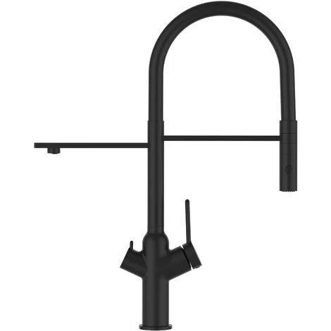 Robinet De Cuisine Mitigeur 3 Voies Noir Mat Bec Noir Orientable Et Douchette 2 Jets Detachable BOD VIZIO 1 Robinet De Cuisine Mitigeur 3 Voies Noir Mat Bec Noir Orientable Et Douchette 2 Jets Detachable BOD VIZIO