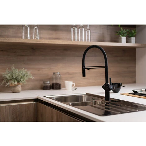 Robinet De Cuisine Mitigeur 3 Voies Noir Mat Bec Noir Orientable Et Douchette 2 Jets Detachable BOD VIZIO 5 Robinet De Cuisine Mitigeur 3 Voies Noir Mat Bec Noir Orientable Et Douchette 2 Jets Detachable BOD VIZIO – Image 5