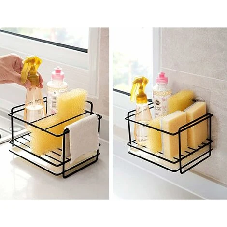 Porte éponges Cuisine Rangement D'évier Support D'éponge En Le Fer Panier Porte-ustensiles Chiffon De Nettoyage Et Pinceaux Support Pour Liquide Vaisselle Range-savon 3 Porte éponges Cuisine Rangement D'évier Support D'éponge En Le Fer Panier Porte-ustensiles Chiffon De Nettoyage Et Pinceaux Support Pour Liquide Vaisselle Range-savon – Image 3
