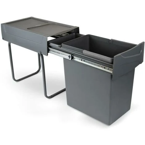 Emuca Poubelle De Recyclage De 20L Recycle Pour La Cuisine, Fixation Inférieure Et Extraction Manuel., Plastique Gris Antracite, 1 Ut. - Talla 1 Emuca Poubelle De Recyclage De 20L Recycle Pour La Cuisine, Fixation Inférieure Et Extraction Manuel., Plastique Gris Antracite, 1 Ut. - Talla