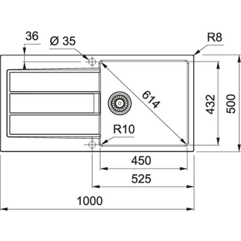 Evier à Encastrer FRANKE Sirius 2.0 S2D 611-100 - 1 Bac - Avec égouttoir - Tectonite - Noir 2 Evier à Encastrer FRANKE Sirius 2.0 S2D 611-100 - 1 Bac - Avec égouttoir - Tectonite - Noir – Image 2